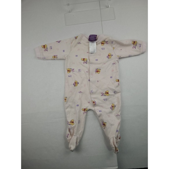 Disney Other - Vintage Baby Disney Winnie The Pooh One Piece Size 6-9 Months Pajama Pink Flower